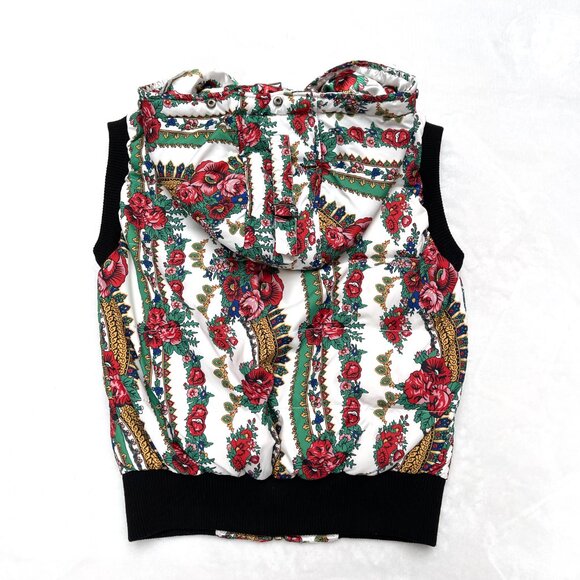 Love couture flower puffer hooded vest M - Picture 12 of 14